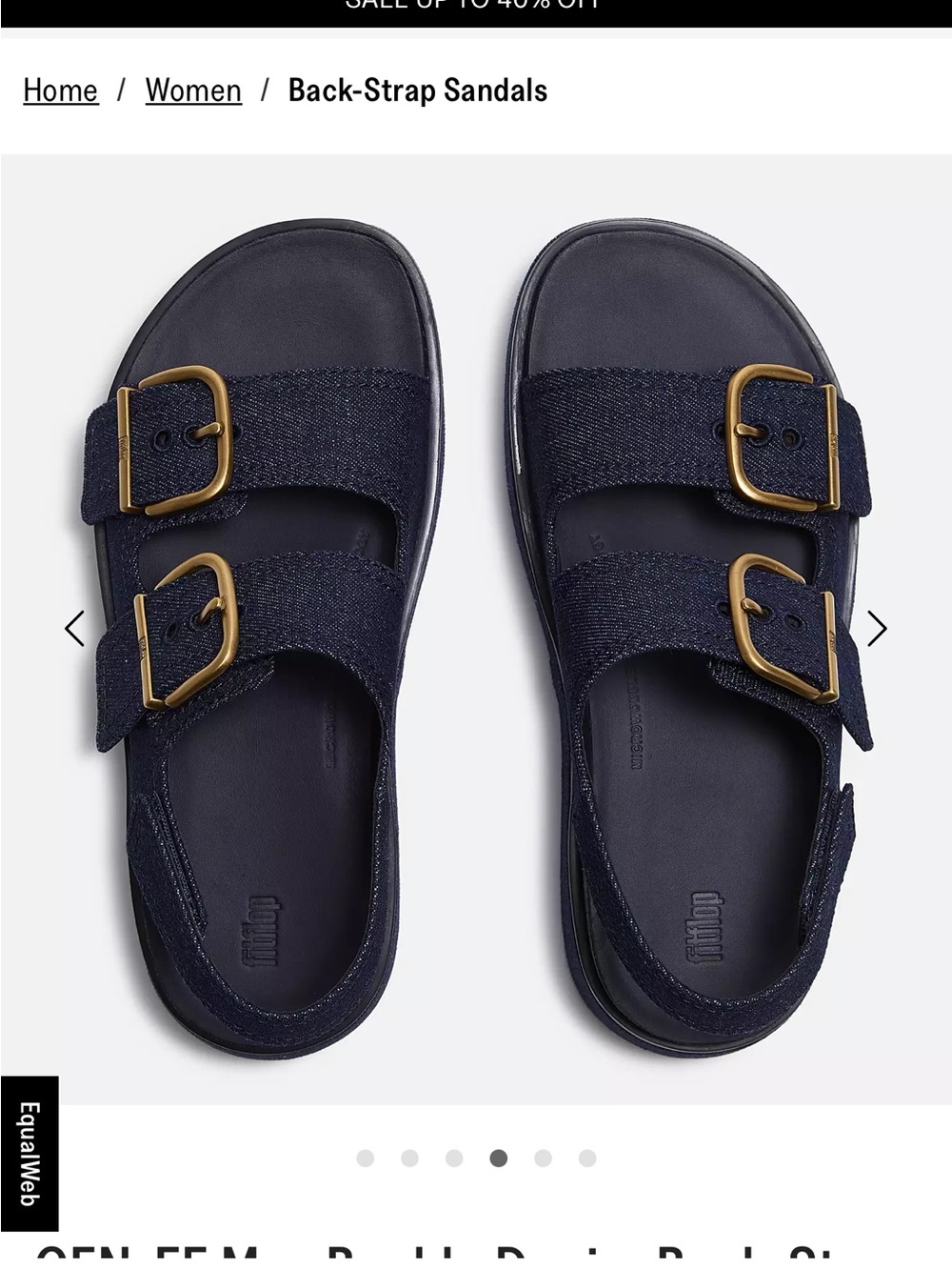 Fitflop Denim Back-Strap Sandals with Gold Buckles